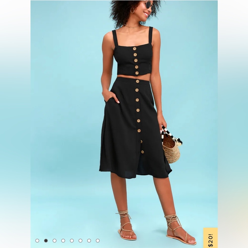lulus 2 piece crop top and skirt - black - size xs - NEW